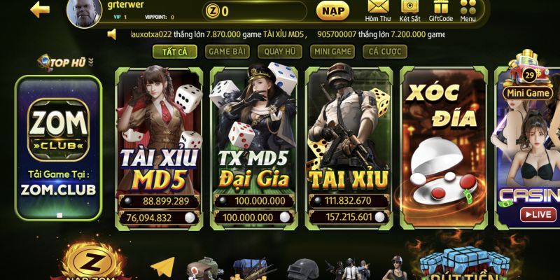 Top sảnh cược hot nhất tại cổng game Zom club